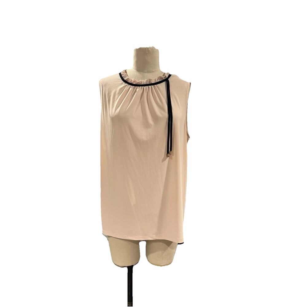Anne Klein Blush Sleeveless Blouse With Black Tie Detail Size Women’s Xl